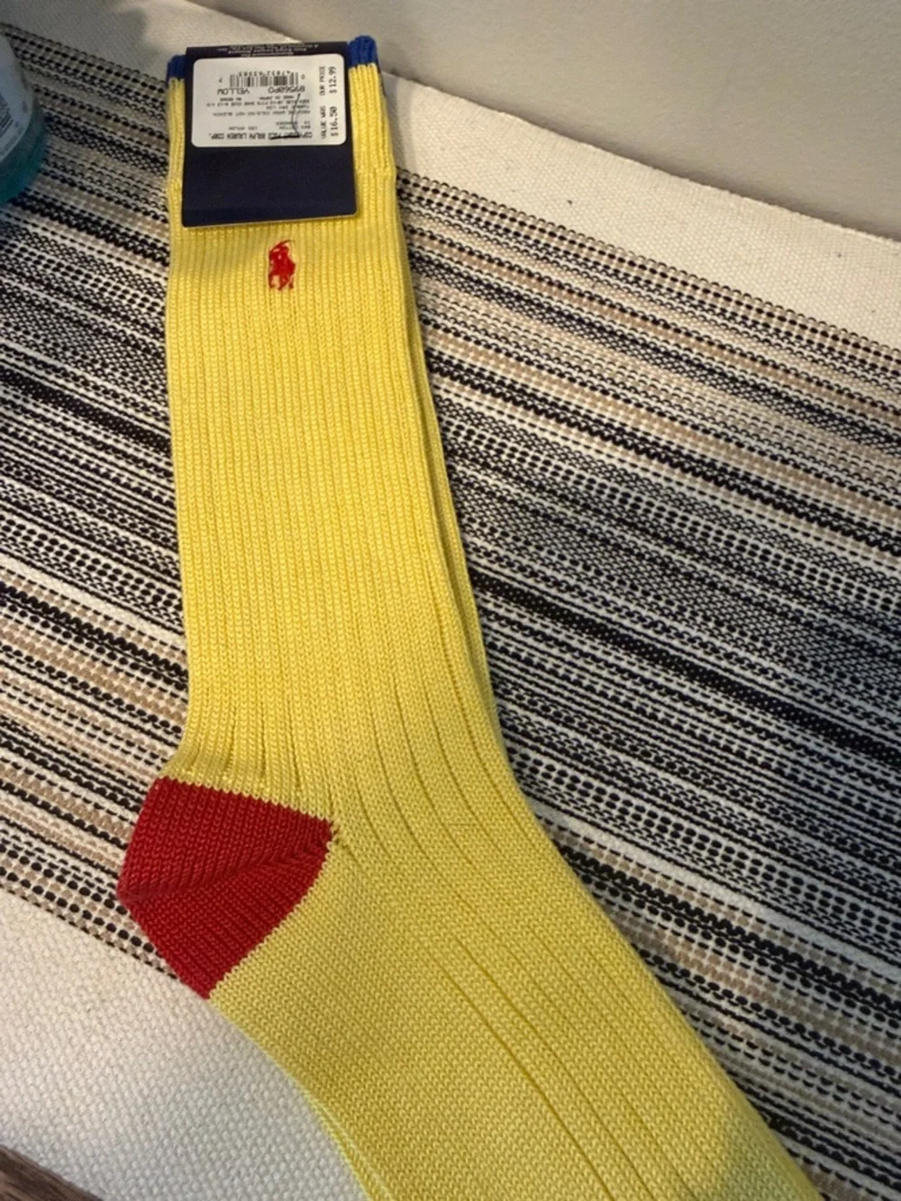 Vintage Polo Ralph Lauren Colorblock Socks Yellow Red Blue‎ Made in Japan NOS